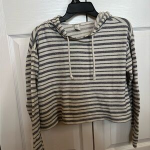 Forever 21 Navy and Cream Striped Hoodie